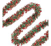 EcoNour 12m Long x 9cm Thick Shiny Metallic Multicolor Christmas Garland | Chunky Xmas Tree Hanging Garland | Indoor & Outdoor Holiday Decorations | Festive Décor for Home, Parties & Events