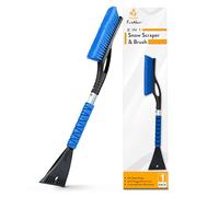 EcoNour 27" Aluminum Car Snow Scraper and Brush | Weaved Bristle Head with Metal Body Ice Scraper for Car Windshield | Tough Show Shovel with Ergonomic Foam Grip Winter Accessory