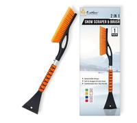 EcoNour 27" Aluminum Ice Scraper for Car Windscreen (Orange) | Weaved Bristle Head with Metal Body Ice Scrapers | Tough Ice Scraper with Foam Grip Snow Removal Winter Car Accessories