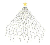 EcoNour 2m Cluster Tree Lights | 400 LED String Lights with Ring and 16 Garlands | 8 Modes LED String Lights for Christmas Trees (210cm & 240cm) | Warm White Light for Indoor and Outdoor Use