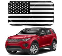 EcoNour Black American Flag Patriotic Car Sun Shade Windshield | Robust 240T Polyester Material Front Sun Visor for Car Windshield Pouch | 99% UV Protection for Car Truck & SUV | Medium 64 x 32 Inches