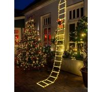 EcoNour Christmas Ladder Lights with Santa Claus - 400 LED Lights, 8 Light Modes, Timer Memory Function, Mains Powered, Indoor Outdoor Garden Tree Christmas Decorations (Warm White)