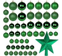 EcoNour Christmas Tree Baubles 50Pcs Green - Shatterproof Xmas Ornaments Balls Set for Christmas Decorations & Christmas Tree Decor