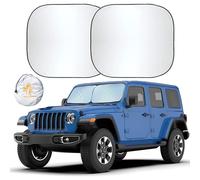 EcoNour Foldable 2-Piece Sun Shade for Car Windshield | Total Sun Heat and UV Rays Automotive Interior Sun Protection | Window Sunshade Designed for Wrangler (X-Small 18 inches x 26 inches)