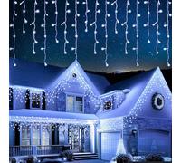 EcoNour Icicle Lights Outdoor Christmas Lights 1500 LED 47M Cool White Decorations String Fairy Lights with Timer for Xmas Garden & Party | Mains Powered Clear Cable