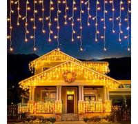 EcoNour Icicle Lights Outdoor Christmas Lights 1500 LED 47M Warm White Decorations String Fairy Lights with Timer for Xmas Garden & Party | Mains Powered Clear Cable