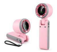 EcoNour Portable Handheld Turbo Fan - 5 Gear High Speed 4000mAh Rechargeable Mini Personal Hand Fan Blow Cold Air, Battery Operated Travel Essentials, Holiday Gifts for Women, Men - Pink