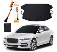 EcoNour Windshield Snow Cover Standard (69"x42") with Ice Scraper and Brush for Car Windshield | Scratch-Free Bristle Head for Cars, Trucks, SUVs | Car Snow Kit for Cleaning | Winter Car Accessories