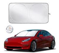 EcoNour Windshield Sun Shade for Tesla Model 3/Y 2017-2026(Fit Model Y Juniper 2025-2026/Model 3 Highland 2024)Upgraded Foldable Sunshade, Window Sun Visor Protector, Blocks UV Rays Keep Your Car Cool