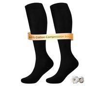 ECONOVA Compression Socks for Women & Men, 1 Pair, 20-30 mmHg Graduated Knee High Support Stockings for Nurses, Flight Travel, Running, Pregnancy & Varicose Veins, Black - S/M (UK 4 to 8)