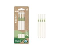 Econovo Fineliner Pens/Fine Point Pen 1 mm/Pack of 4/ With Water-Based Ink/for Adults and Children School Office Home Office/Made of 80% Recycled Plastic/White-Green