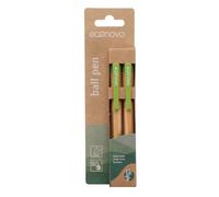 econovo Retractable Ballpoint Pen 1.0 mm/Pack of 2/100% Biodegradable Bamboo/Hole for Hanging Blister/Office Preschool and School