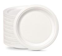 Econx 10 Inch Disposable Bagasse Plates Large Paper Party Plates For Picnics Bbqs Parties Daily Use Pack Of 50