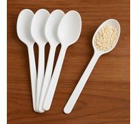 Econx 100 Pack White Plastic Reusable Spoons Heavy Duty Cutlery Table Spoons For Parties, Catering, Dining & Events