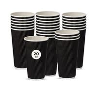 ECONX 100 X 20oz Black Kraft Ripple Paper Disposable Coffee Cups Leakproof | Insulated Hot Beverage Cup for Coffee, Tea, Cappuccino Leak-Proof Takeaway Coffee Cups for Home, Office and Cafes