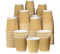 ECONX 1000 X 4oz Disposable Paper Coffee Cup 3 PLY Ripple Kraft Takeaway Cup in Brown | Size: 100 Pieces ECONX Brown 100 Pieces