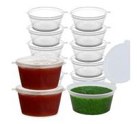 Econx 100 X 4Oz Hinged Sauce Pots Round Plastic Containers With Hinged Lids Bpa-Free Reusable Deli Portion Pots