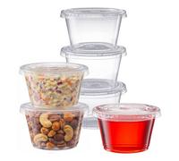 Econx 100 X 4Oz Plastic Portion Deli Pot With Lid Reusable Leakproof Tubs Bpa Free Sauce Pots With Airtight Lids