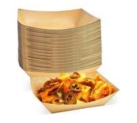 ECONX 100 X Small Kraft Food Trays Paper Plate Oil Proof Takeaway Food Boxes in Brown ECONX Brown