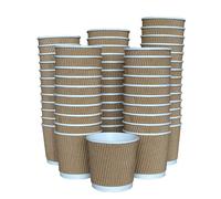 ECONX 1000 X 4oz Disposable Paper Coffee Cup 3 PLY Ripple Kraft Takeaway Cup in Brown | Size: 200 Pieces ECONX Brown 200 Pieces