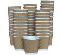 ECONX 1000 X 4oz Disposable Paper Coffee Cup 3 PLY Ripple Kraft Takeaway Cup in Brown | Size: 25 Pack ECONX Brown 25 Pack