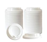 ECONX 1000 X White Paper Disposable Coffee Cups Lids 8oz (80MM) Reusable Plastic Sip-Through Lids - Leak Proof Secure Fit for Coffee, Takeaway Hot Drinks Perfect for Cafes, Events, Offices