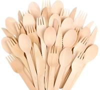 ECONX 100pcs Disposable Wooden Cutlery Set 40 Forks, 40 Spoons, 20 Knives Eco Friendly Biodegradable Compostable Eco Friendly Cutlery Set Biodegradable Wood Eco Friendly for Picnic Party (100)