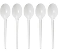 Econx 100Pcs White Plastic Spoons Reusable Heavy Duty Cutlery Spoon For Party Wedding Catering Disposable Spoons