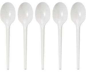 Econx 100Pcs White Plastic Spoons Reusable Heavy Duty Cutlery Spoon For Party Wedding Catering Disposable Spoons