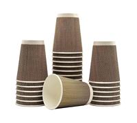 ECONX 12oz Coffee Paper Cup VIP Designed 3PLY Disposable Coffee Cup for Takeaway Hot Drinks Brown - Brown - 50 - All occasion