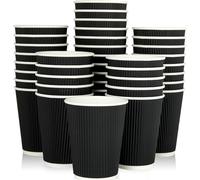 ECONX 12oz Disposable Coffee Cups Triple Wall Black Paper Cups For Hot Drink | Size: 100 Pieces ECONX Black 100 Pieces