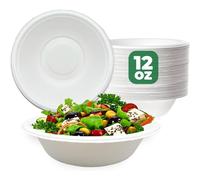 ECONX 12oz Disposable Party Bowls Biodegradable Bagasse Bowls For BBQ Event in White | Size: 50 Pieces ECONX White 50 Pieces
