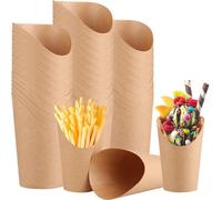 Econx 12Oz Kraft French Fries Holder Disposable Chip Cones For Crisps Charcuterie Cups For Ice Cream Fruits X 100Pk