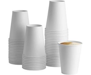 ECONX 12oz Single Wall White Paper Cups for Hot & Cold Drinks Takeaway Paper Cups 354ml Disposable Tea Coffee Cups Ideal for Your Home, Café, Work, Parties or Outdoors (50)