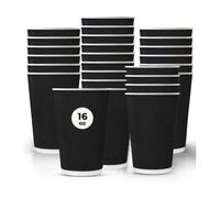 ECONX 16oz Disposable Coffee Cups Black Triple Layer Ripple Cup Paper Cups | Size: 100 Pieces ECONX Black 100 Pieces