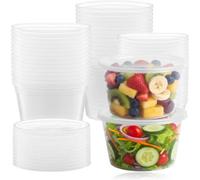 Econx 16Oz Round Plastic Food Container With Lid Microwave Freezer Safe Takeaway Meal Prep Containers X 50