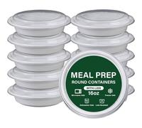 ECONX 16oz Round Plastic White Meal Prep Container With Lid Food Storage Box | Size: 20 Pack ECONX White 20 Pack