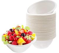 Econx 200 Pack Biodegradable Bagasse Bowls 7Oz White Disposable Bowl For Picnic Catering Bbq And Parties