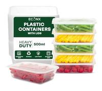 ECONX 200 X 500ml Plastic Food Storage Containers With Lids Microwave & Freezer Safe Food Containers - BPA-Free, Reusable, Takeaway Meal Prep Containers Boxes for Home, Business, Restaurants, Hotels