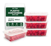 Econx 650Ml Plastic Food Storage Containers With Lids Microwave Freezer Safe Reusable Boxes Meal Prep Containers(200Pcs)