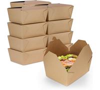 ECONX 200 X Kraft Food Takeaway Snack Box 2800ml (98oz) - Leak-Proof, Durable - Food Container Boxes Lunch Meal Noodles Salad Rice Pasta Perfect For Takeout, Meal Prep, BBQ, Restaurants