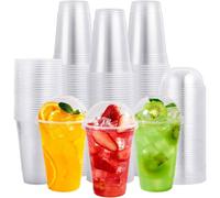 ECONX 200 X Smoothie Cups with Dome Lids 8oz Strong Clear Plastic Cups | Size: 200 Pieces ECONX Clear 200 Pieces