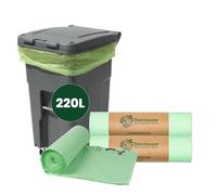 ECONX 220L X 10 Compostable Wheelie Bin Liners Bags - Biodegradable Refuse Sacks Waste Recycling Rubbish Dustbin Bags Strong and Leak-proof Bin Bags Food Waste Bags | Domestic & Commercial Use