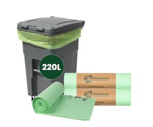 ECONX 220L X 10 Compostable Wheelie Bin Liners Bags - Biodegradable Refuse Sacks Waste Recycling Rubbish Dustbin Bags Strong and Leak-proof Bin Bags Food Waste Bags | Domestic & Commercial Use