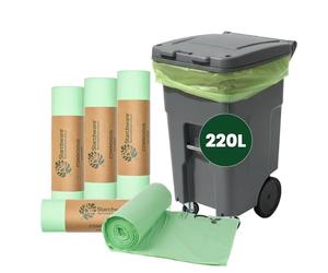 ECONX 220L X 50 Compostable Wheelie Bin Liners Bags - Biodegradable Refuse Sacks Waste Recycling Rubbish Dustbin Bags Strong and Leak-proof Bin Bags Food Waste Bags | Domestic & Commercial Use