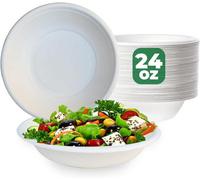 Econx 24Oz Biodegradable Bagasse Bowls 100Pcs White Sugarcane Disposable Bowl For Picnic Events Bbq And Parties