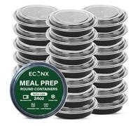 ECONX 24oz Round Plastic Meal Prep Container With Lids Reusable BPA Free in Black | Size: 30 Pack ECONX Black 30 Pack