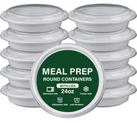Econx 24Oz Round White Plastic Meal Prep Container With Airtight Lids Reusable Bpa Free Food Containers X 10Pk