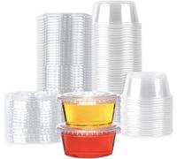 Econx 2Oz Plastic Containers With Lids Reusable Round Storage Containers Sauce Pots Takeaway Small Deli Pot X 500