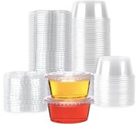ECONX 2oz Plastic Portion Pots With Lid Deli Pots Sauce Dip Takeaway Tub x 1000 in Clear | Size: 100 Pieces ECONX Clear 100 Pieces
